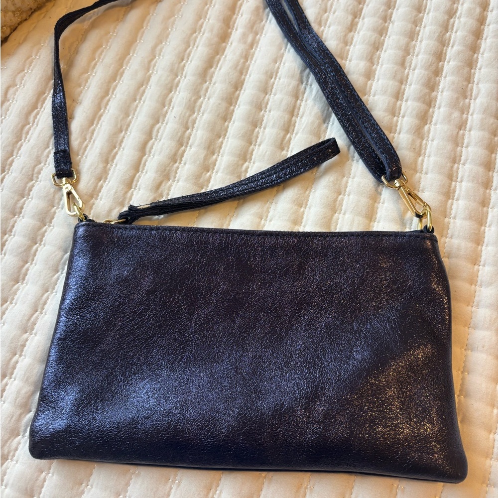 Woodland Tassels Jane Italian Leather Leather Wristlet in Electric Navy 💙